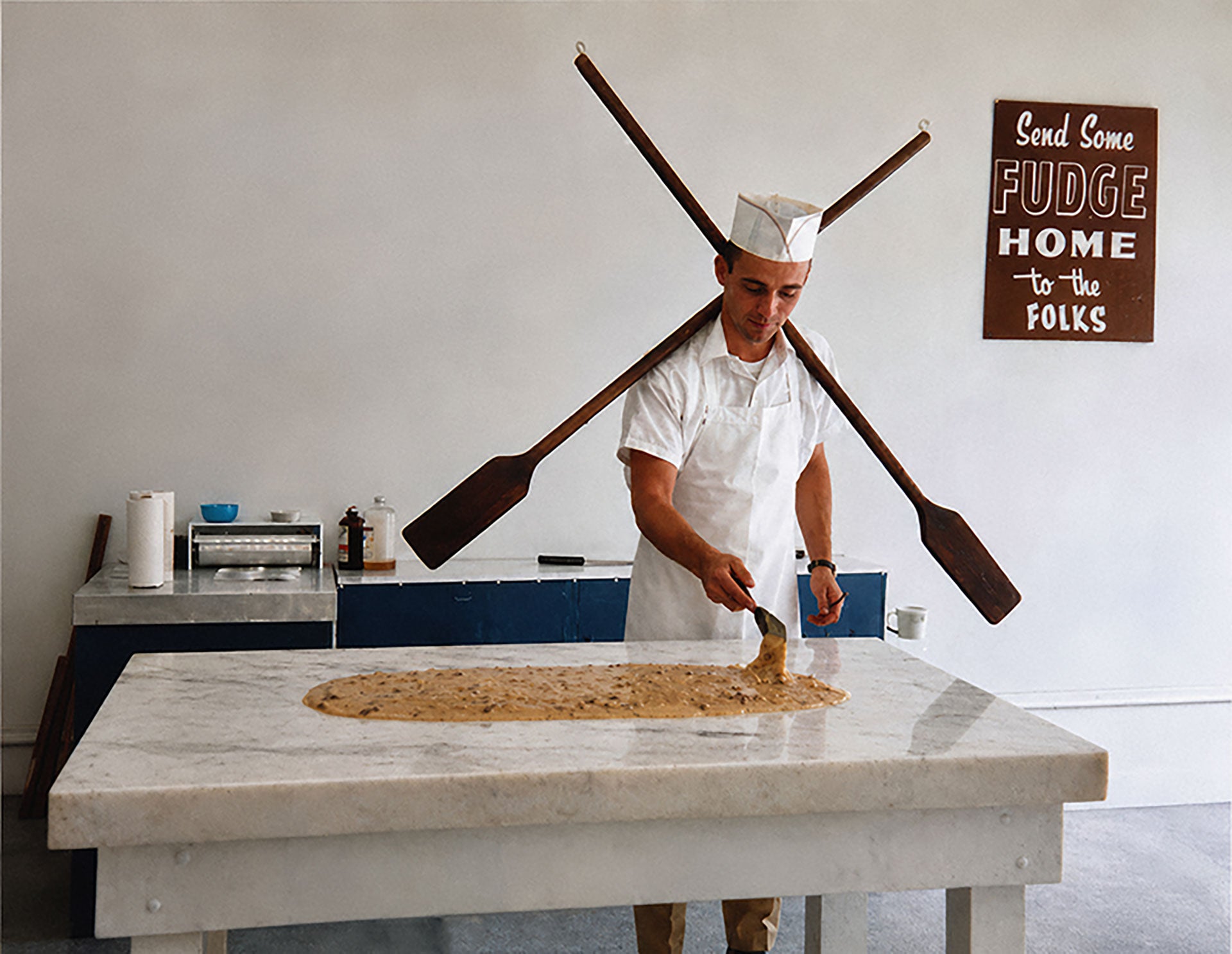Mac spent three summers on Mackinac Island learning the rhythm and craft of fudge making.